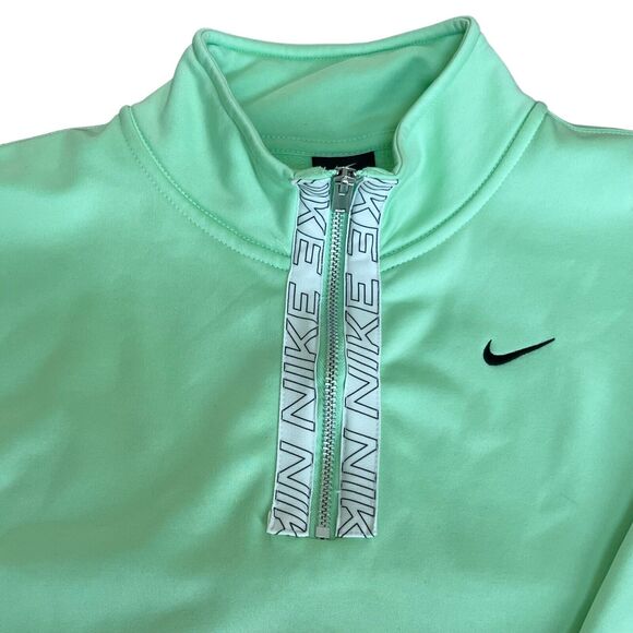 Nike Dri-Fit 1/4 Zip Mint Green Sweatshirt M Fleece Lined Nike Logo - Picture 3 of 13